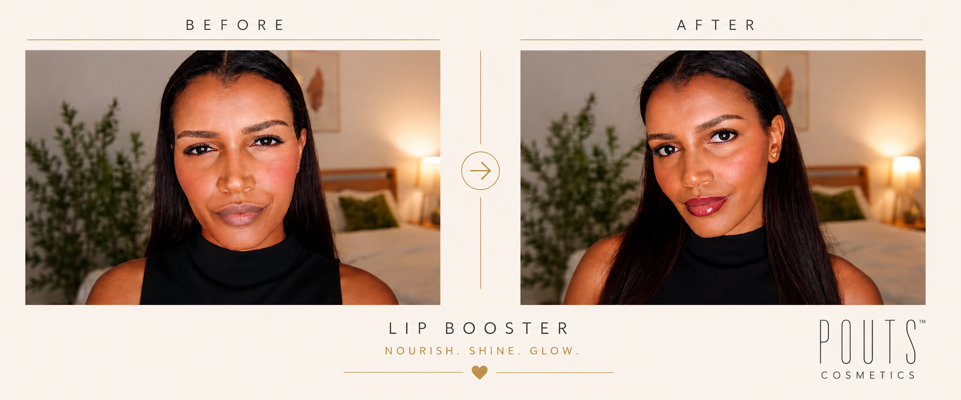 Pouts Hydrating Lip Booster Oil glow result banner