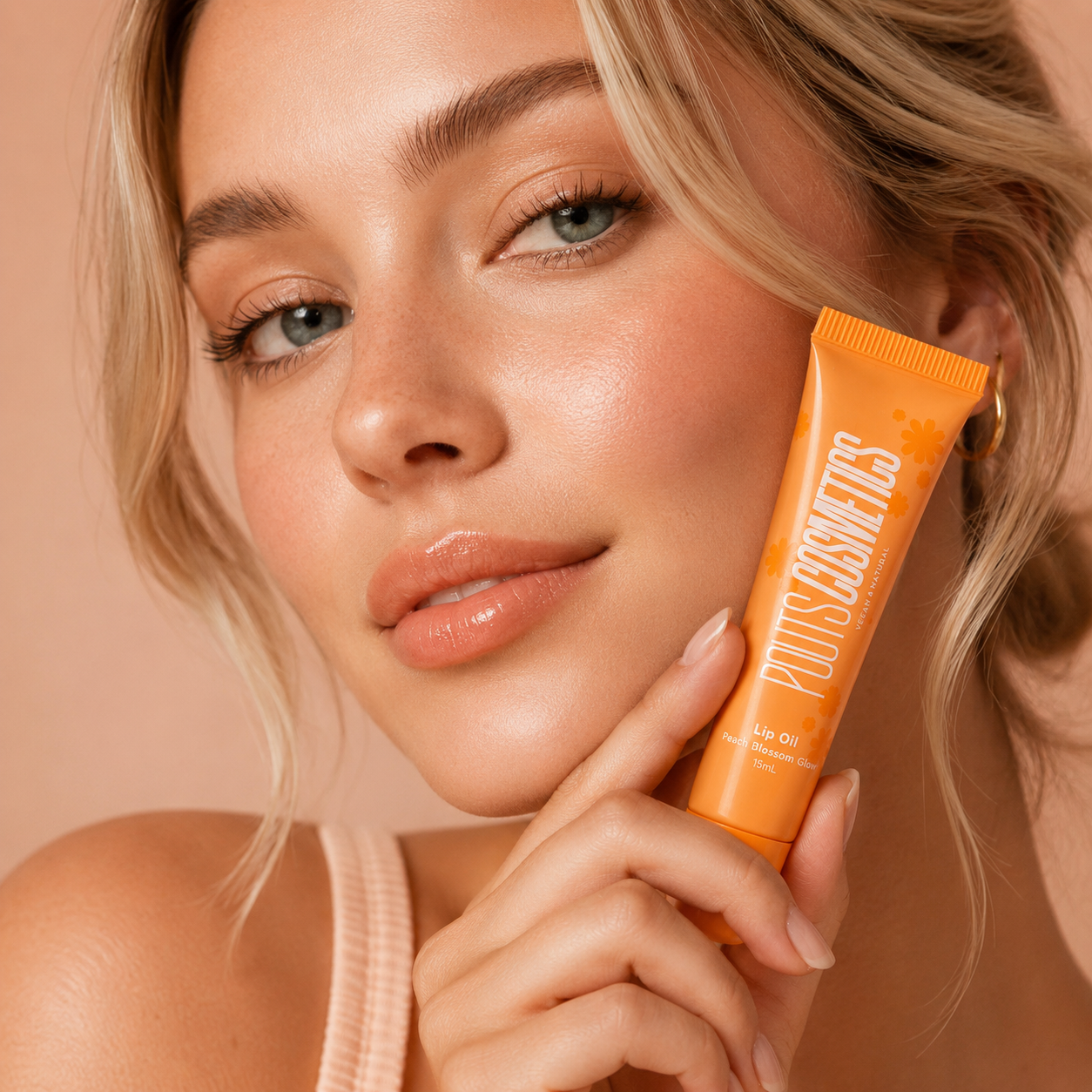 Glossy peach glow
